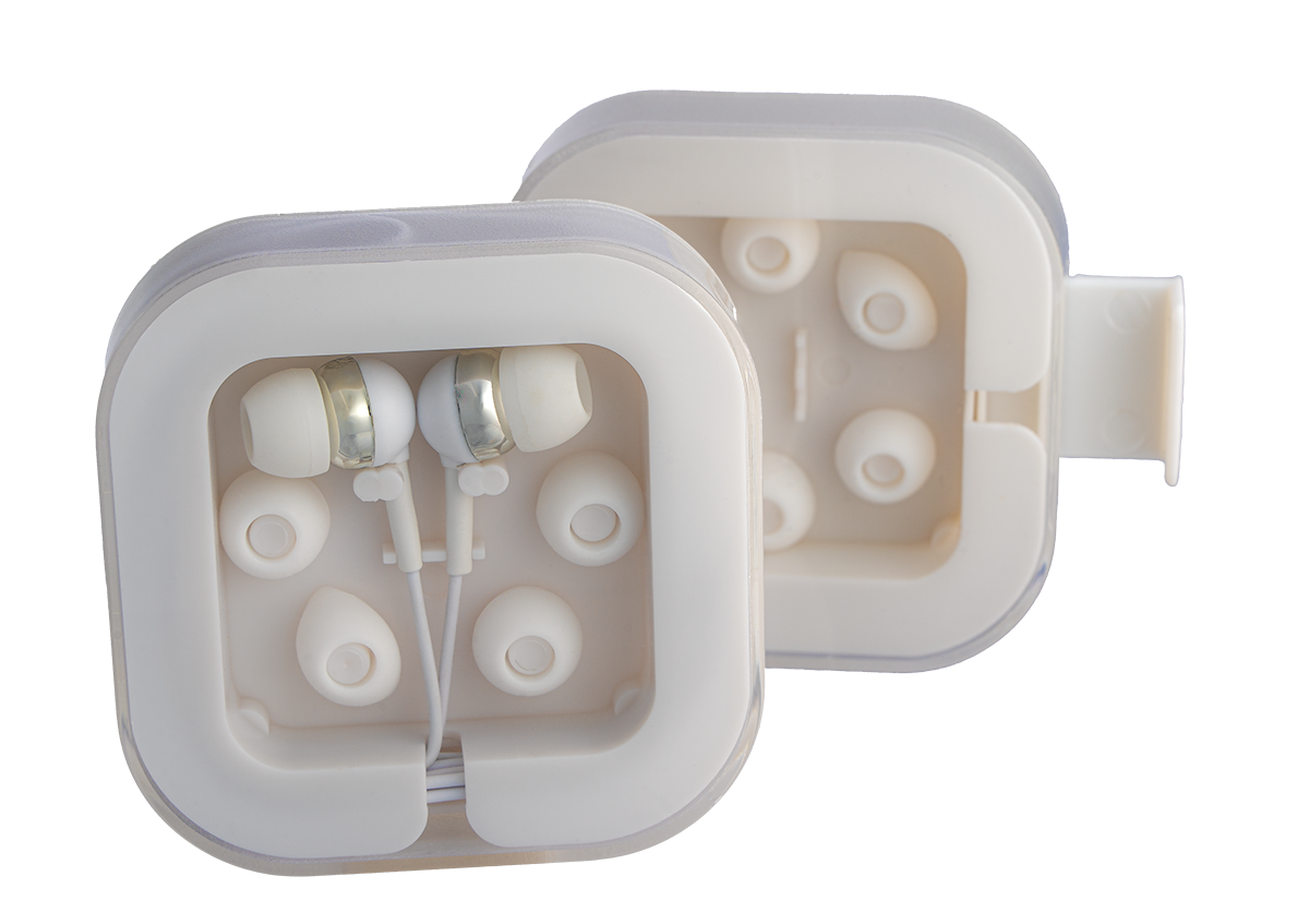 Ear‑USB 3 USB‑C oortje in open opbergdoosje – vooraanzicht